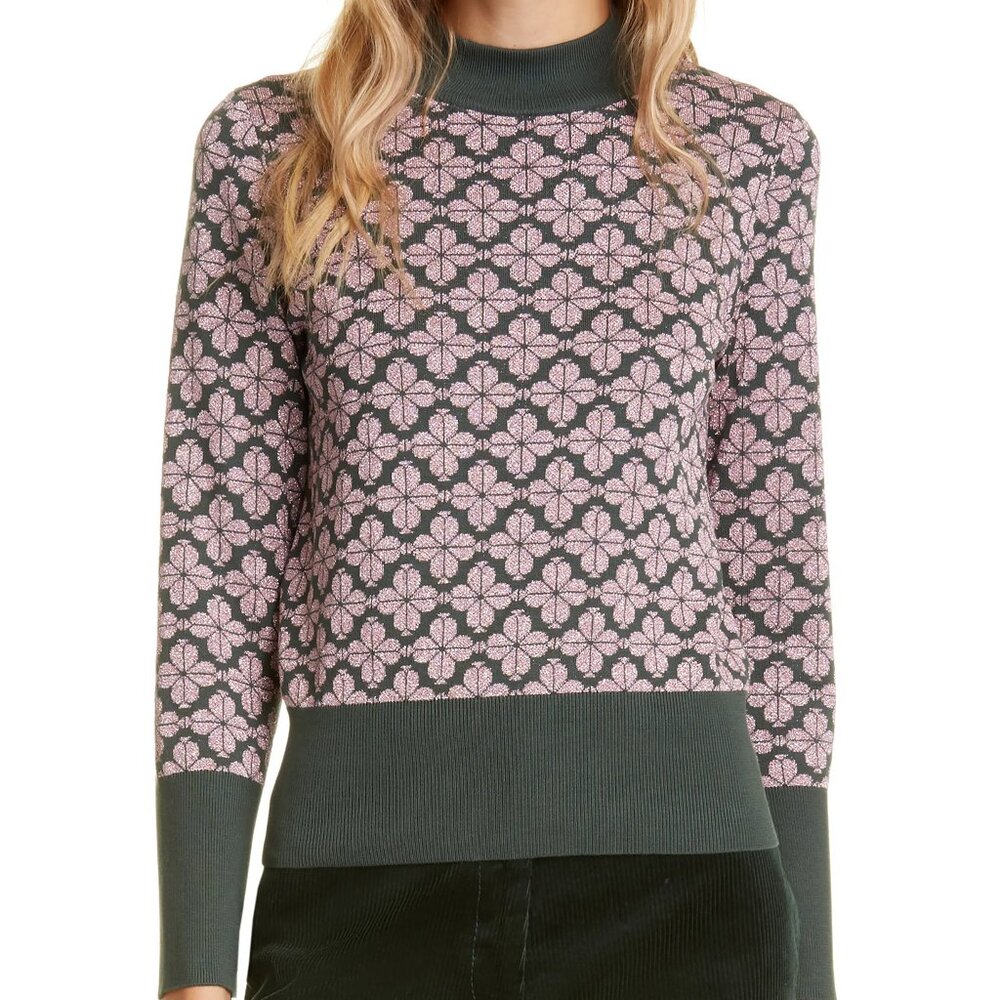 BNWT Kate Spade New York Turtleneck Sweater with Spade Flower Pattern
